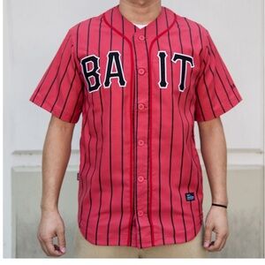 BAIT MEN SLUGGERS BASEBALL JERSEY - PINSTRIPE (RED / BLACK)M